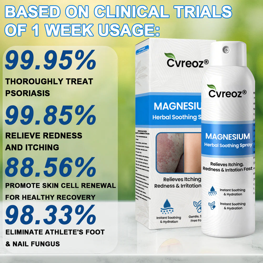 ✅  Official Store:Cvreoz® Magnesium Herbal Spray – Fast Relief for Psoriasis & Eczema | No-Rub, Steroid-Free (OFFER)