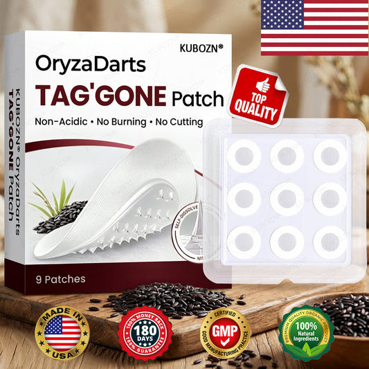 KUBOZN® OryzaDarts TAG’GONE Patch✨Pain-Free Root-Level Removal Powered by Black Rice MicroDarts.
