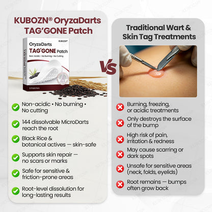 KUBOZN® OryzaDarts TAG’GONE Patch✨Pain-Free Root-Level Removal Powered by Black Rice MicroDarts. 🅱︎