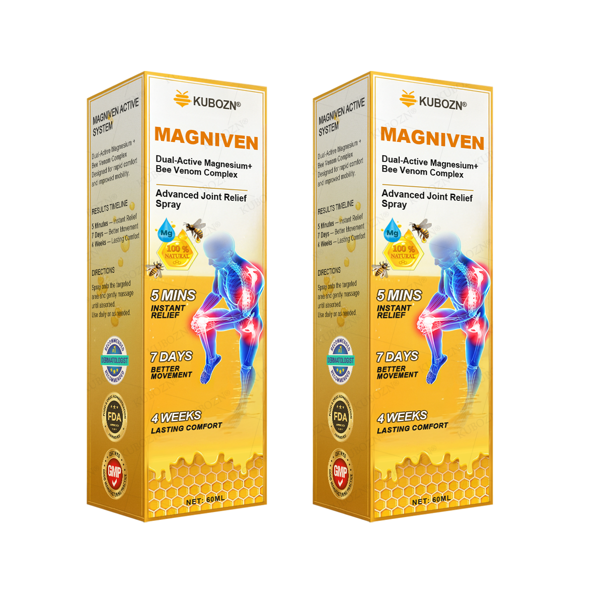 🇺🇸🏅  KUBOZN® MagniVen Magnesium & Bee Venom Joint Spray – 5 Min Relief · 7 Day Mobility · 4 Week Comfort