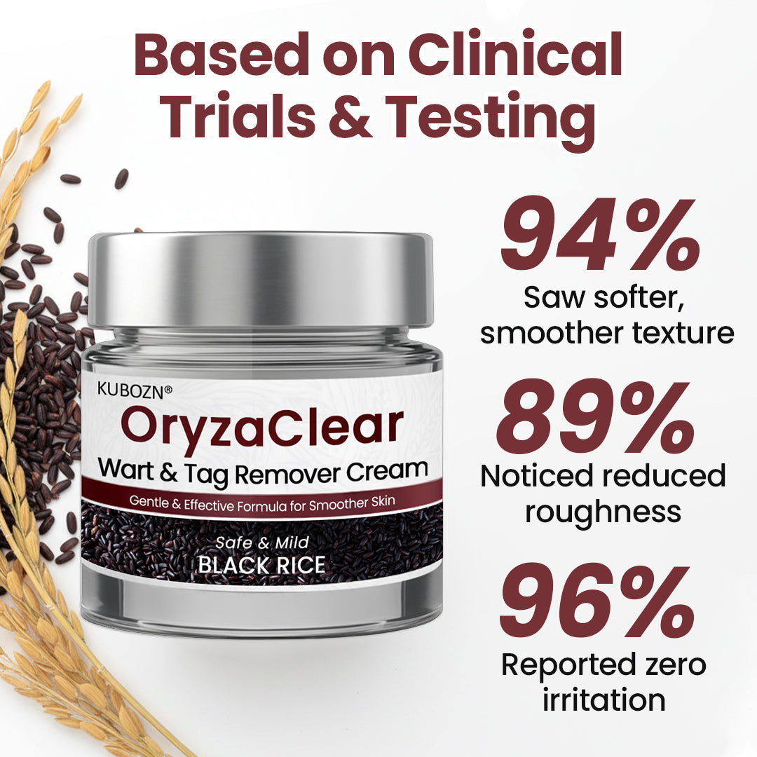 ⭐ KUBOZN® OryzaClear – Black Rice Power Cream for Skin Tags & Bumps · Gentle Plant-Based Softening Formula