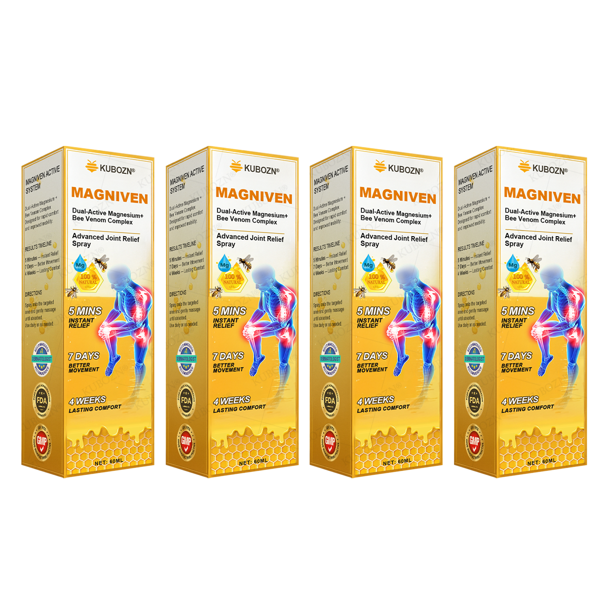🇺🇸🏅  KUBOZN® MagniVen Magnesium & Bee Venom Joint Spray – 5 Min Relief · 7 Day Mobility · 4 Week Comfort