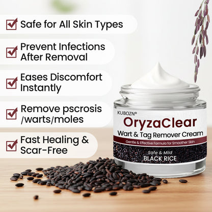 ⭐ KUBOZN® OryzaClear – Black Rice Power Cream for Skin Tags & Bumps · Gentle Plant-Based Softening Formula