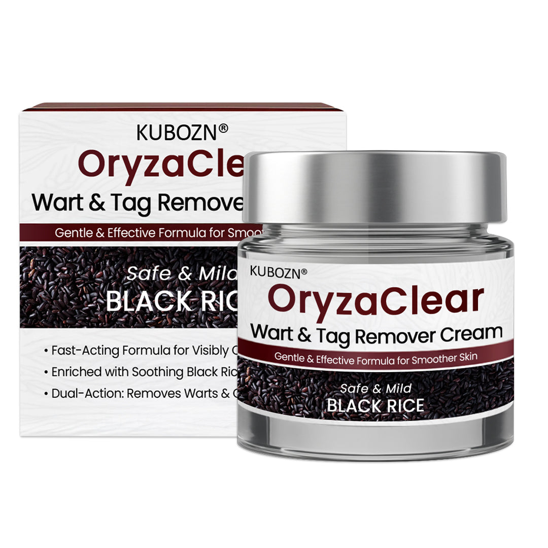 ⭐ KUBOZN® OryzaClear – Black Rice Power Cream for Skin Tags & Bumps · Gentle Plant-Based Softening Formula