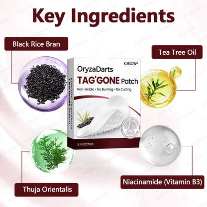 KUBOZN® OryzaDarts TAG’GONE Patch✨Pain-Free Root-Level Removal Powered by Black Rice MicroDarts. 🅱︎